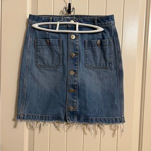 Ann Taylor Loft Midi Denim Button Down Skirt Size 0 Super Cute Spring/Summer